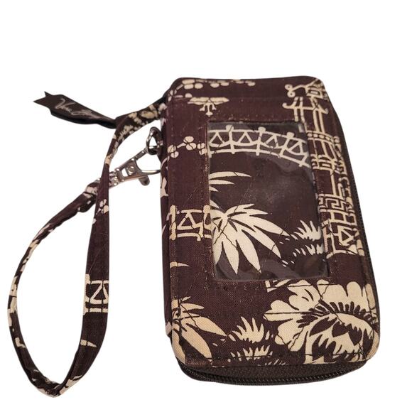 Vera Bradley All in One ID Wristlet in Imperial Toile 2009 Brown Cream Wallet - Picture 1 of 9